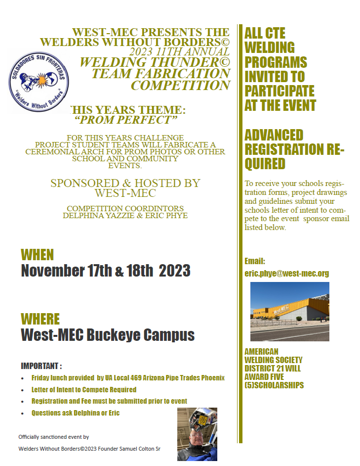 👩‍🏭👨‍🏭2023 Welding Thunder Competition 11/1718 in Buckeye, AZ!💪